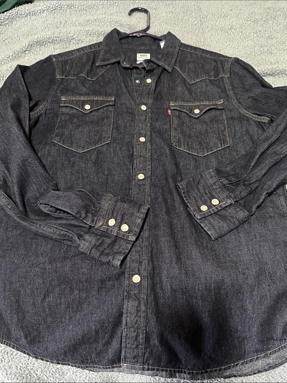 Levi's Men's Black Denim Western Shirt with Snap Pockets